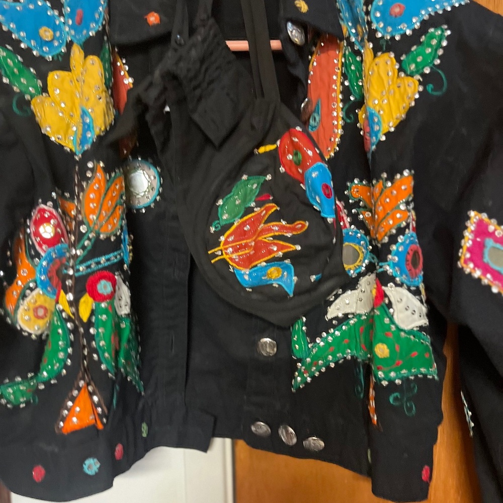 Mirrored Sequined Multi Colored Jacket And Bustier - image 1